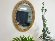 Net red rattan hand-made ins homestay retro vanity mirror porch wall decoration pendant