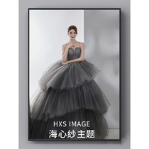 Exhibition new photo studio theme colored gauze gray suspenders wedding dress