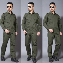 Pure cotton summer thin overalls set mens long sleeves wear-resistant labor protection clothing welding machine repair and repair tooling