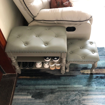 American multi-layer shoe cabinet porch cabinet shoe changing stool household multifunctional door solid wood shoe rack can sit and store shoe stool