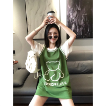 Miss Yeh sleeveless T-shirt womens summer vacation two-piece basketball suit loose jersey wear BF style mid-length sundress
