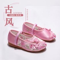 Hanfu girl embroidered shoes old Beijing childrens cloth shoes ethnic style baby princess shoes student costume performance shoes