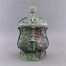 Antique bronze fathers single red spot green embroidery antique collection send friends gift antique company Hall study decoration