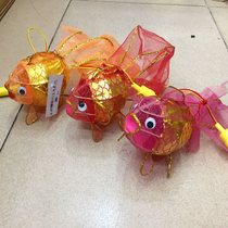 Mid-Autumn Festival traditional craft hand-held luminous goldfish lantern children gift wrought iron silk cloth Lantern will love fish lantern