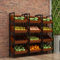 Supermarket fruit shelf Display rack Multi-function fruit shelf Vegetable shelf Fruit and vegetable rack Steel wood convenience store wood