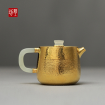 Japanese fine workshop silver pot sterling silver 9999 bubble teapot small silver pot pure handmade one gold craft silver tea set