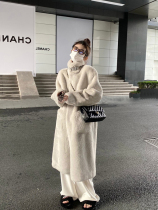 Lamb wool coat woman 2022 years winter new leather hair integrated environmentally-friendly rabbit fur fur suede fur suede coat with long section