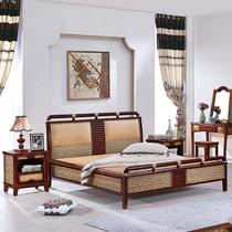  Rattan bed Rattan woven bed 1 5 1 8 meters double bed Rattan woven bed sheet Human rattan art bed Rattan bed Rattan furniture