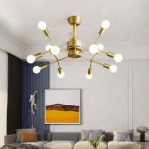 All copper frequency conversion living room dining room lamp bedroom home Nordic integrated lamp fan