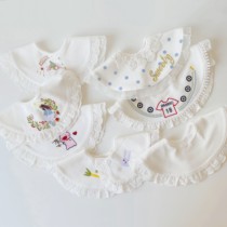  Korean style baby Japanese pure cotton princess embroidery saliva towel Fake collar Baby rice pocket Baby bib