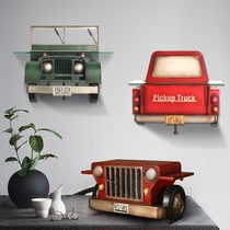 American retro creative car front shelf wall shelf hole-free living room bedroom wall decoration Wrought iron wall hanging
