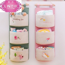 Door back storage cartoon hanging bag creative hanging pocket bedside debris hanging home wall canvas bag multi-layer simple