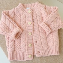 Autumn New 2021 girls hemp pattern foreign style sweater coat baby knitted baby cardigan girl childrens clothing