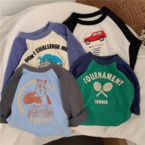 Soft glutinous bottoming shirt self-retention recommended Korean children cartoon long sleeve T-shirt shoulder-length sleeve shirt 2021 autumn dress