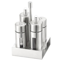 Factory price stainless steel four-head seasoning bottle soy sauce vinegar pepper salt bottle set storage bottle tank storage utensils