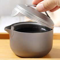 Pure titanium national tide tea set outdoor portable travel set double solid color titanium kung fu tea maker anti-hot gift