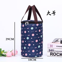 Drum Fashion Lunch Box Bag Students Aluminum Foil Insulation Braised Pot Large Capacity Hand Round Waterproof With Rice Lunch Bag