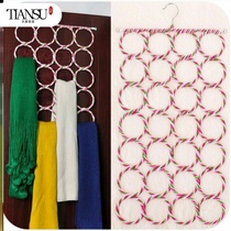 Hanging scarf rack ring hanger color rattan foldable 28 ring towel rack belt storage scarf hanging