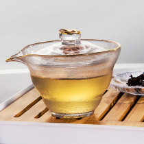 Thickened heat-resistant glass hammer cover Bowl kung fu tea set Chinese tea three-style bowl tea cup transparent tea bowl tea cover