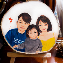 Hand-painted Avatar baby portrait family portrait portrait cartoon live-action photo custom design creative commemorative gift