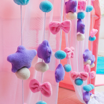 Ins curtain cute bow plush decorations children's tent decoration handmade curtain baby game house
