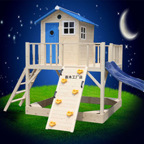 Wooden game house Kindergarten Outdoor large toy tree house climbing tent Amusement park slide house Childrens wooden house