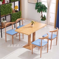 Factory direct sales simple cafe table and chair milk tea shop table and chair snack bar hotel imitation solid wood table and chair combination