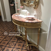 French neoclassical solid wood carved display table European luxury gold leaf foyer entrance table Beijing factory can be customized