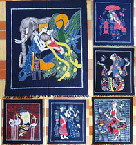 Guizhou Miao handmade batik murals ethnic handmade batik decorative paintings door curtains Yunnan home hotel decorative paintings