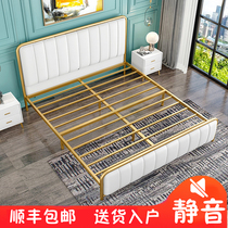 Wrought iron sheets double Nordic thickened reinforced economical net red master bedroom simple modern light luxury style soft bag bed frame