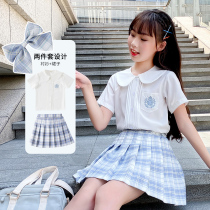 Belan Senma girls jK uniform skirt suit Summer shirt pleated spring skirt genuine two-piece childrens college