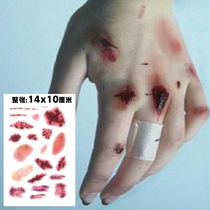 Scratching waterproof tattoo stickers female scars leave with fake scars male Halloween simulation lasting injury bleeding bruises