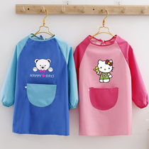 Childrens gown waterproof long sleeve apron kindergarten middle and big children wear painting clothes art painting class children customization