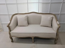 American Fabric Sofa Wedding Dress Rustic Pastoral French Solid Wood Photo Studio Photography Retro Old B&B Double Sofa