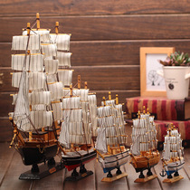 Mediterranean sailing 14-50cm model ornaments simulation solid wood boat decoration smooth sailing wooden craft boat