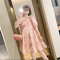 Pregnant woman summer dress 2021 new net red fashion foreign style sweet cake dress tide mom age reduction out skirt