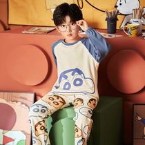 Crayon Shin pajamas boys spring and autumn cotton cartoon parent-child home clothing children long sleeve thin cotton set
