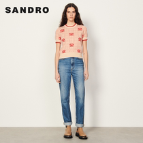 sandro2022 spring new womens dress classic double S printed short sleeve knit T-shirt SFPPU01452