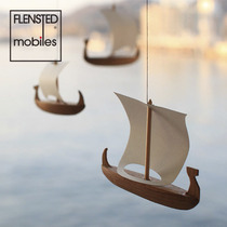 Denmark Flensted Mobiles Corsair Teak Sailboat Aerial Charms Dynamic Balance Charms Nordic