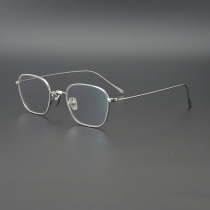 Handmade only high taste small frame square pure titanium frame Small face type ultra-light glasses can be equipped with high myopia