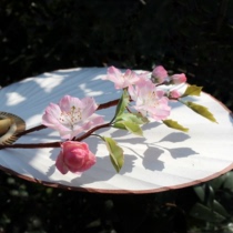 Le original spring cherry blossom cold porcelain clay cherry blossom hairpin cheongsam ancient style Hanfu accessories