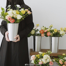 Wei Yi aluminum alloy flower bucket flowers wake flower bucket metal flower arrangement bucket flower Flower bucket flower shop supplies floral flower bucket