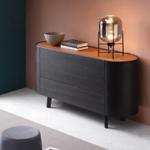 Italian light luxury smoky black arc entrance cabinet Model bedroom TV cabinet Bucket cabinet Dining side cabinet customization