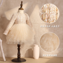 Girls Princess Dress Baby Childrens Wear Pengpeng Yarn Skirt Dress 1 Year 2 Baby Girl 4 Spring and Autumn 3 Autumn Dress
