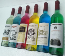 High-grade 750ml transparent color decorative wine bottle wine cabinet ornaments simulation red wine colorful props wine simulation foreign wine