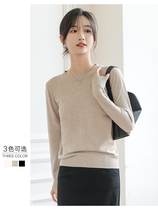 Round neck sweater womens 2022 autumn and winter new slim fit long-sleeved thin black sweater bottoming shirt top