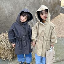 Childrens windshirt boys and girls 2023 Spring and Autumn new medium - long coat babys spring and autumn coat