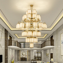 2021 New New Chinese chandelier living room dining room modern simple long staircase villa complex building Hollow Hall