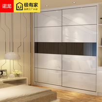High-gloss paint wardrobe push-pull sliding door custom-made Nordic simple modern environmental protection solid wood bright wall cabinet door