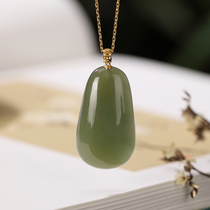 Jade pendant female 18K pure gold inlaid natural Hetian jade necklace nothing to send mother